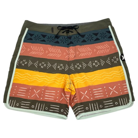 Hurley Other - Hurley Green Orange Striped Board Shorts | Size 34